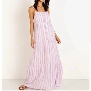 Splendid Promenade Striped Button Front Tiered Maxi Dress Size Medium